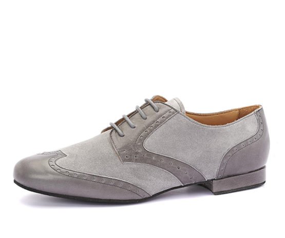 40,5) MONSIEUR PIVOT - WINSTON Pelle e camoscio Grigio (Made in Italy)