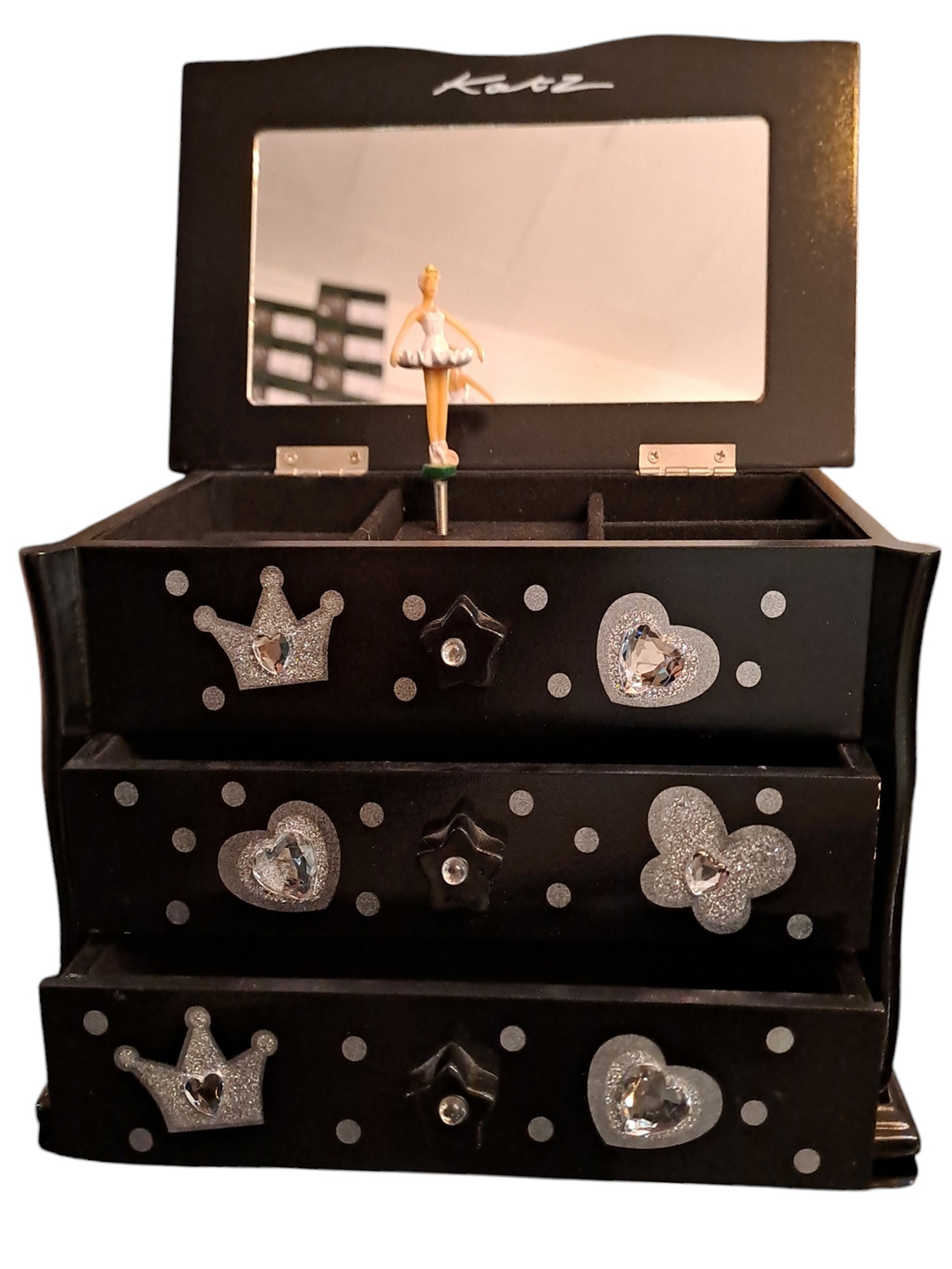 PORTAGIOIE - CARILLON NERO   L. larg 22cm - P. prof 12cm - H. altez15cm.