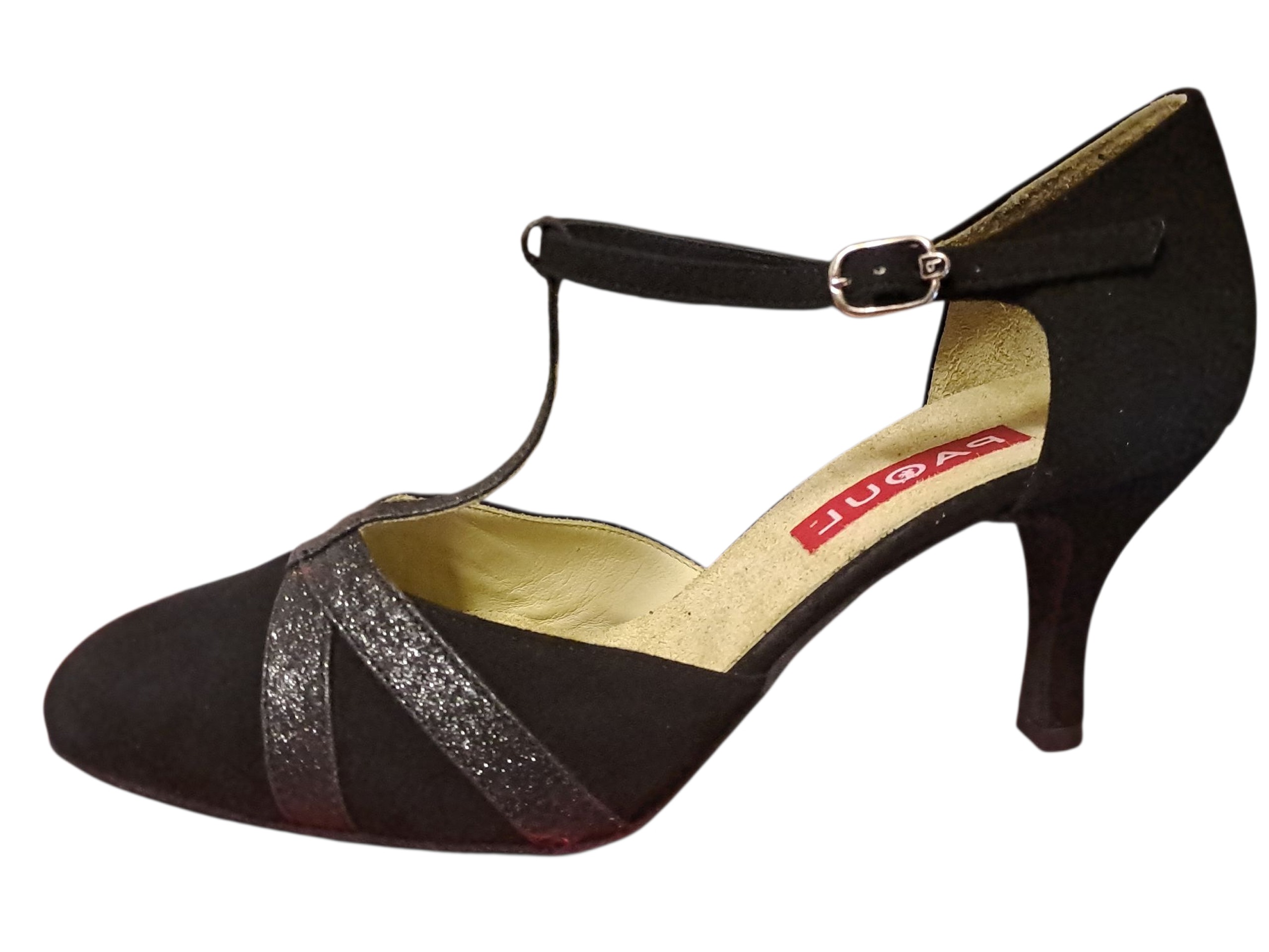 39/40) PAOUL 683 CAMOSCIO NERO E GLITTER - Tacco 7 (Made in Italy)